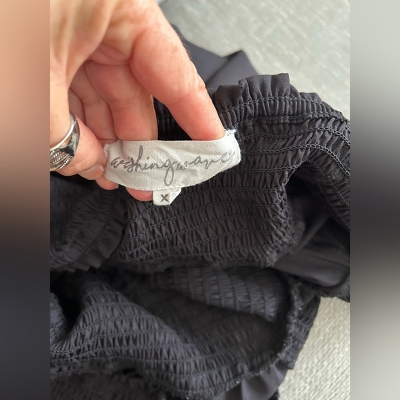 Black Empire Waist Peasant Boho V Neck Off The Shoulder Maxi Dress XL - Picture 7 of 10